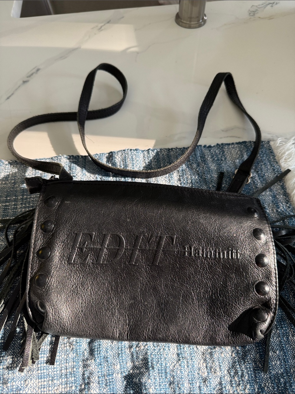 Hammitt Black Leather Fringe Crossbody Bag